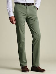 Charles Tyrwhitt Green Slim Fit Washed Chinos Trousers - Image 1 of 6