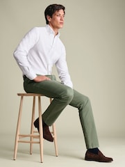 Charles Tyrwhitt Green Slim Fit Washed Chinos Trousers - Image 2 of 6