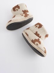 Brown Knitted Bear Warm Lined Slipper Boots - Image 3 of 6
