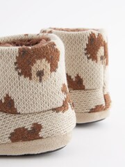 Brown Knitted Bear Warm Lined Slipper Boots - Image 4 of 6
