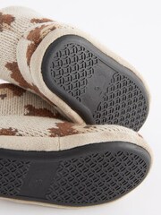 Brown Knitted Bear Warm Lined Slipper Boots - Image 5 of 6