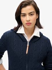 Superdry Nautical Navy Cable Knit Zip Up Hoodie - Image 3 of 5