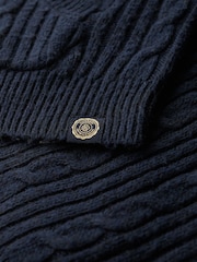 Superdry Nautical Navy Cable Knit Zip Up Hoodie - Image 5 of 5