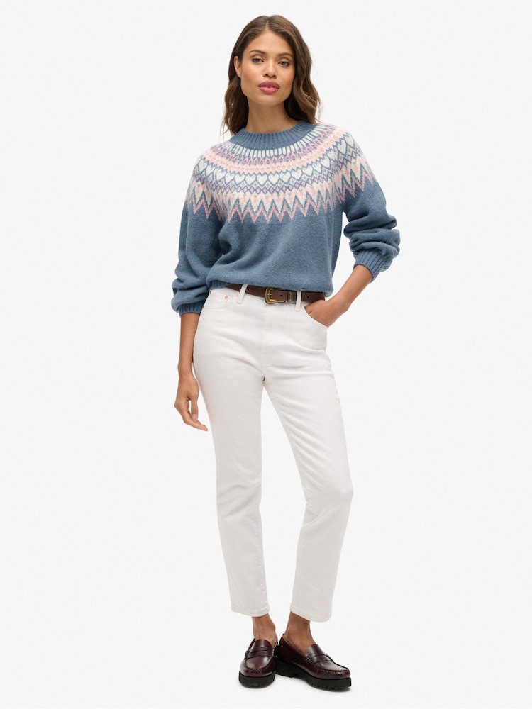Superdry Ecru Multi Slouchy Pattern Jumper - Image 2 of 4