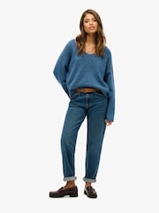 Superdry Admiral Blue Twist Oversized V-Neck Jumper - Image 2 of 5