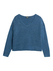 Superdry Admiral Blue Twist Oversized V-Neck Jumper - Image 4 of 5