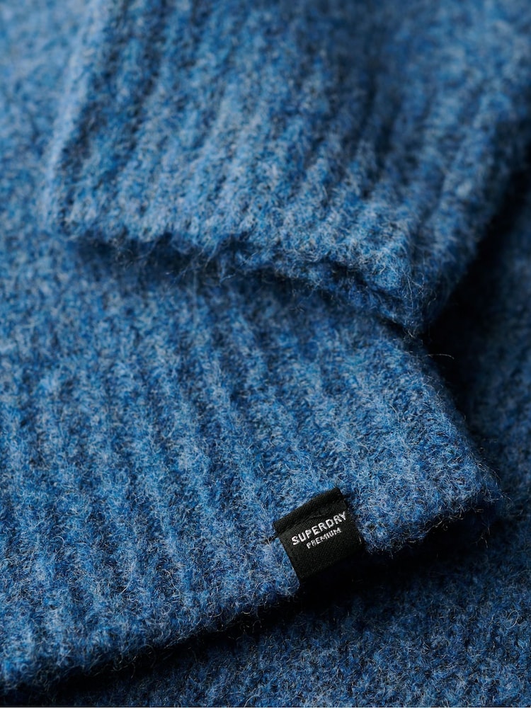 Superdry Admiral Blue Twist Oversized V-Neck Jumper - Image 5 of 5