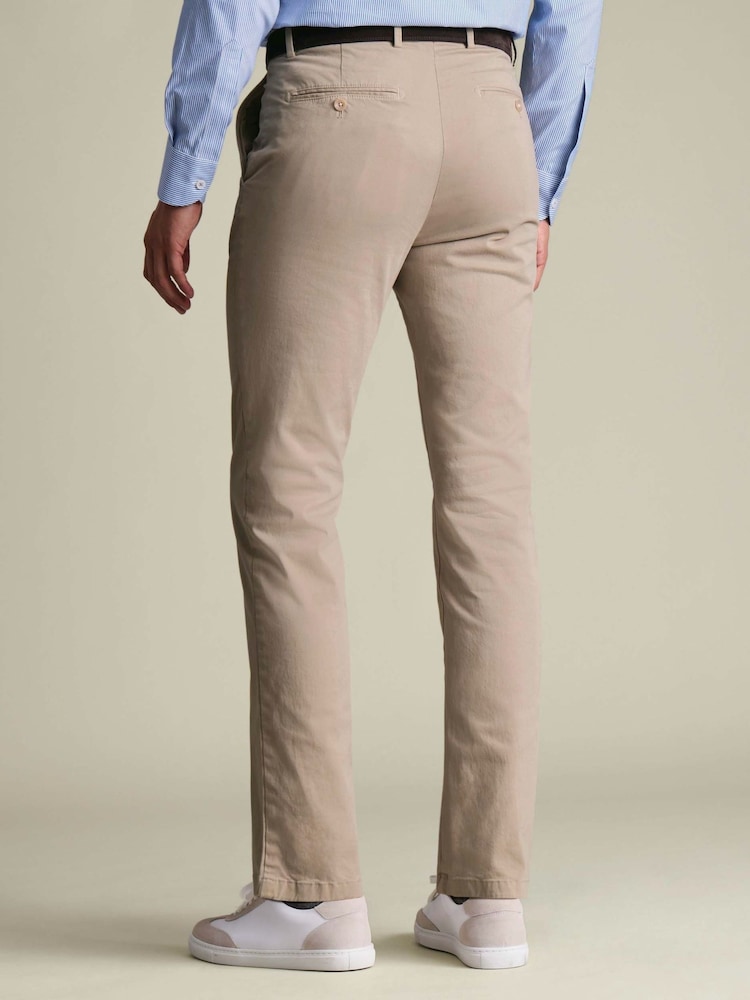 Charles Tyrwhitt Beige Slim Fit Washed Chinos Trousers - Image 2 of 5 Charles Tyrwhitt Beige Slim Fit Washed Chinos Trousers - Image 2 of 5