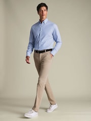 Charles Tyrwhitt Beige Slim Fit Washed Chinos Trousers - Image 3 of 5