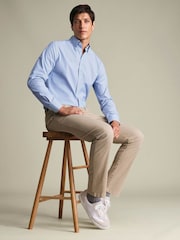 Charles Tyrwhitt Beige Slim Fit Washed Chinos Trousers - Image 4 of 5
