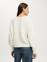 Cotton On White Softest Luxe Slouchy V-Neck Knit Jumper - Image 3 of 4
