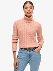 Superdry Dusty Rose Fitted Cable Roll Neck Jumper - Image 1 of 5