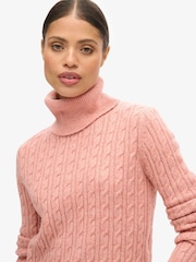 Superdry Dusty Rose Fitted Cable Roll Neck Jumper - Image 3 of 5