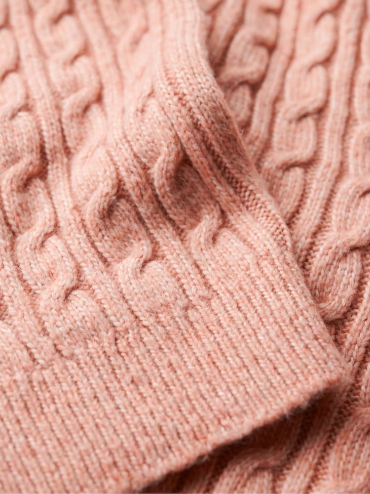 Superdry Dusty Rose Fitted Cable Roll Neck Jumper - Image 5 of 5