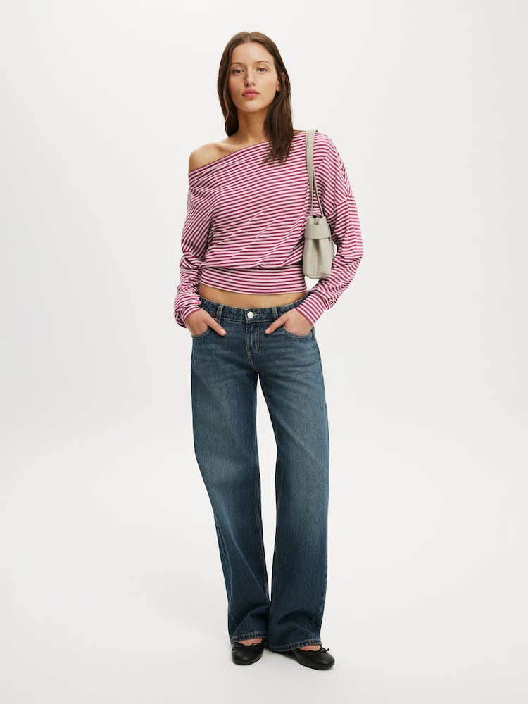 Cotton On Purple Sage Off Shoulder Long Sleeve Top - Image 1 of 4 Cotton On Purple Sage Off Shoulder Long Sleeve Top - Image 1 of 4
