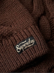 Superdry Brown Coffe Twist Chain Cable Knit Polo Jumper - Image 5 of 5