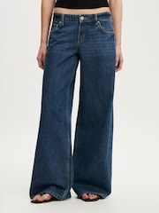 Cotton On Navy Blue Low Rise Wide Jeans - Image 1 of 9
