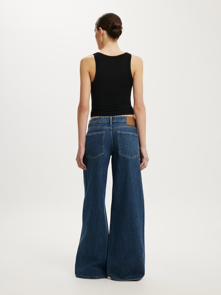 Cotton On Navy Blue Low Rise Wide Jeans - Image 2 of 9 Cotton On Navy Blue Low Rise Wide Jeans - Image 2 of 9