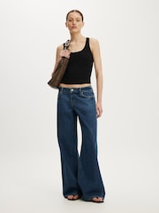 Cotton On Navy Blue Low Rise Wide Jeans - Image 3 of 9