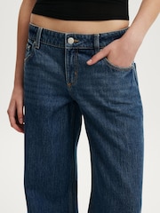 Cotton On Navy Blue Low Rise Wide Jeans - Image 4 of 9