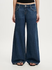 Cotton On Navy Blue Low Rise Wide Jeans - Image 7 of 9