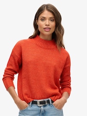 Superdry Grenadine Orange Essential Mock Neck Jumper - Image 1 of 5