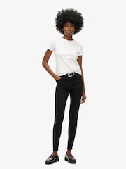 Superdry Dark Black Vintage Mid Rise Skinny Jeans - Image 1 of 7