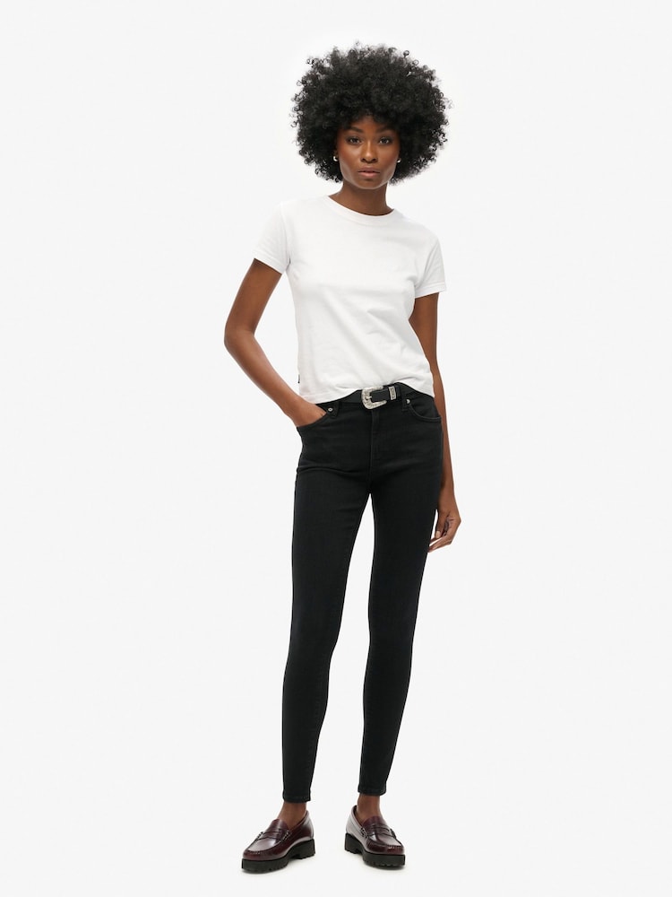 Superdry Dark Black Vintage Mid Rise Skinny Jeans - Image 1 of 1 Superdry Dark Black Vintage Mid Rise Skinny Jeans - Image 1 of 1