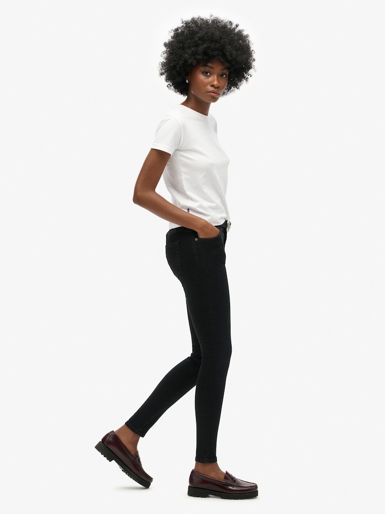 Superdry Dark Black Vintage Mid Rise Skinny Jeans - Image 2 of 7