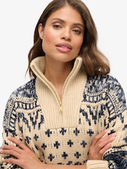 Superdry Island Ecru Ski Lodge Zip Neck Jumper - Image 2 of 5