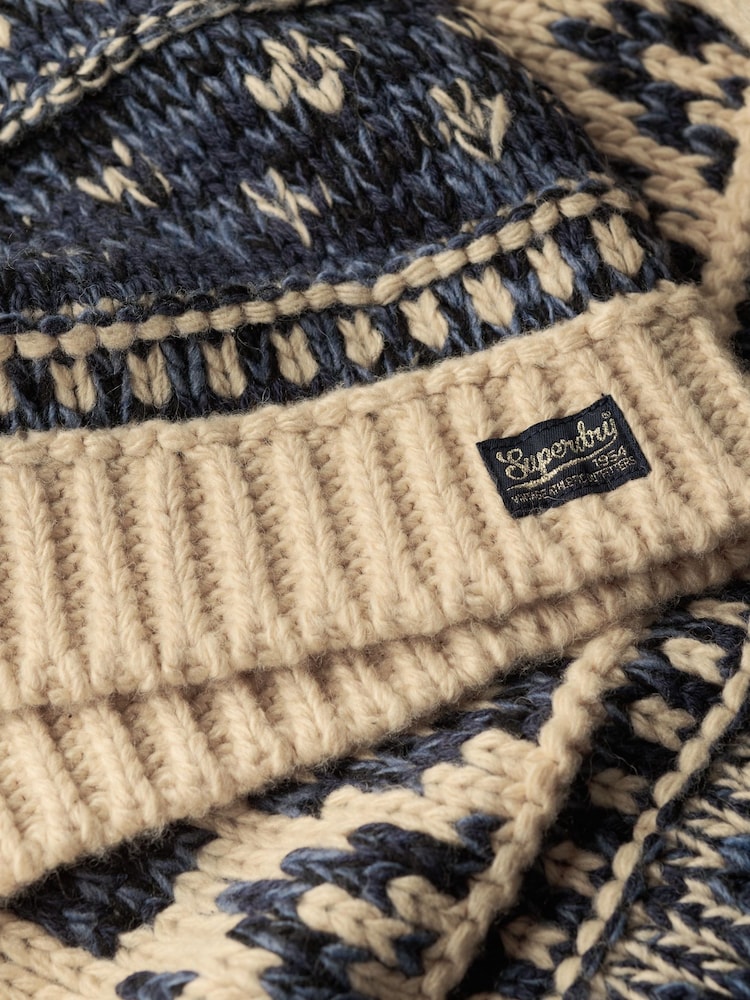 Superdry Island Ecru Ski Lodge Zip Neck Jumper - Image 5 of 5