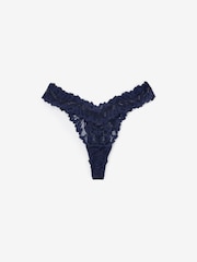 Navy Blue Thong Comfort Lace Knickers - Image 5 of 5