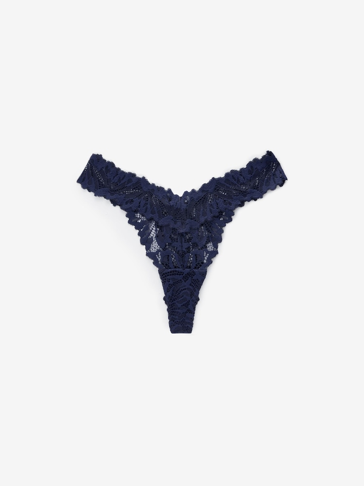 Navy Blue Thong Comfort Lace Knickers - Image 5 of 5 Navy Blue Thong Comfort Lace Knickers - Image 5 of 5