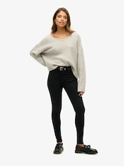 Superdry Light Grey Twist Oversized V-Neck Jumper - Image 1 of 4