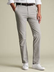 Charles Tyrwhitt Grey Slim Fit Washed Chinos Trousers - Image 1 of 6