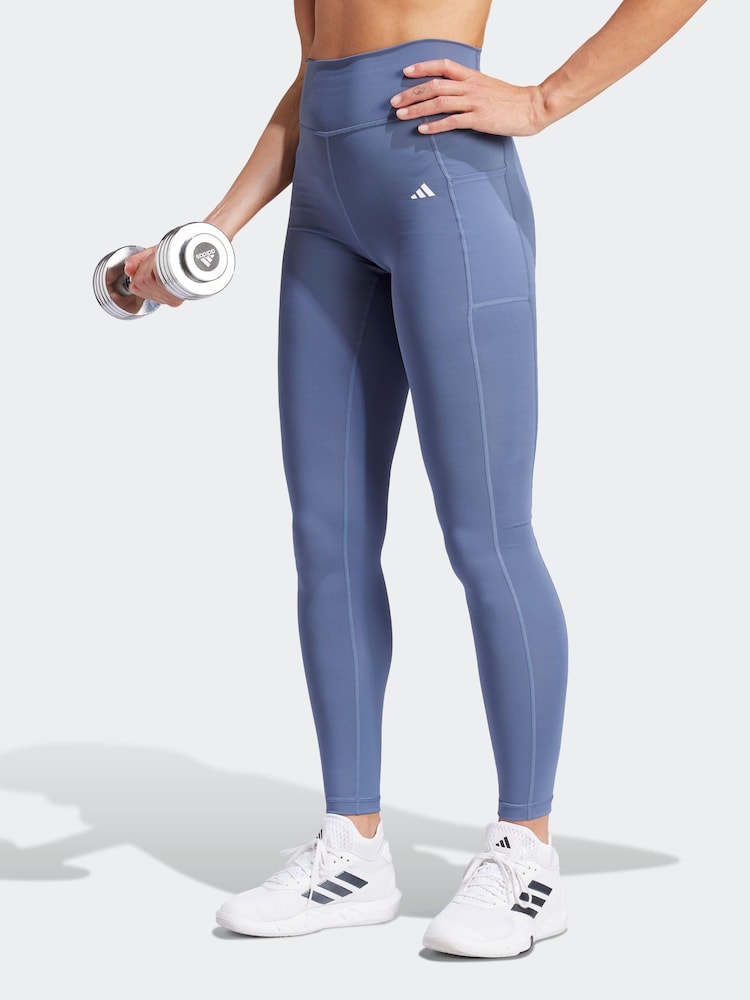 adidas Blue Optime Full-Length Leggings - Image 1 of 6