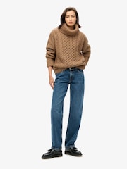 Superdry Caramel Twist Cable Roll Neck Jumper - Image 2 of 4