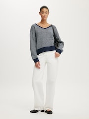 Cotton On Blue Softest Luxe Slouchy V-Neck Knit Jumper - Image 1 of 4