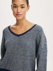 Cotton On Blue Softest Luxe Slouchy V-Neck Knit Jumper - Image 4 of 4