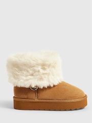 River Island Brown Faux Fur Cuff Snug Boots - Image 1 of 5