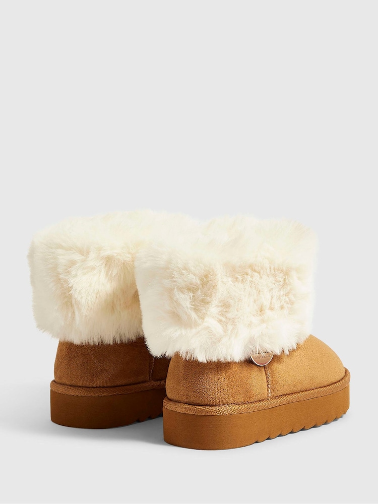 River Island Brown Faux Fur Cuff Snug Boots - Image 2 of 5