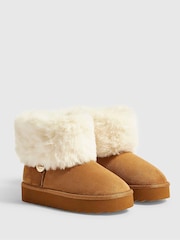 River Island Brown Faux Fur Cuff Snug Boots - Image 3 of 5
