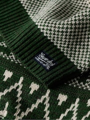 Superdry Darkest Pine Green Branded Pattern Crew Jumper - Image 5 of 5