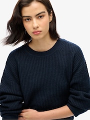 Superdry Dark Teal Twist Brushed Crew Neck Jumper - Image 1 of 4