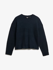 Superdry Dark Teal Twist Brushed Crew Neck Jumper - Image 3 of 4