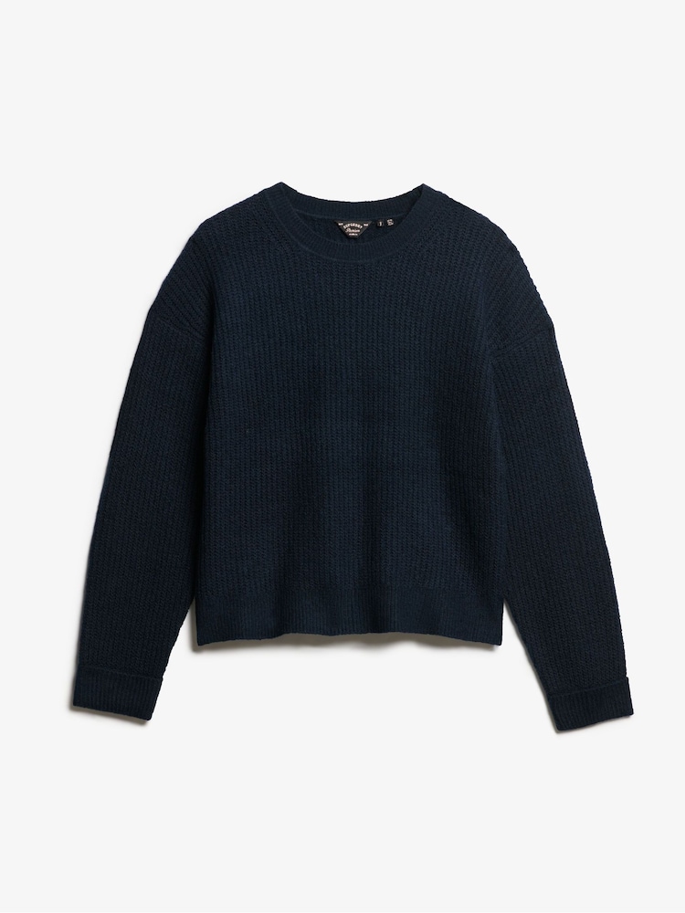 Superdry Dark Teal Twist Brushed Crew Neck Jumper - Image 3 of 4