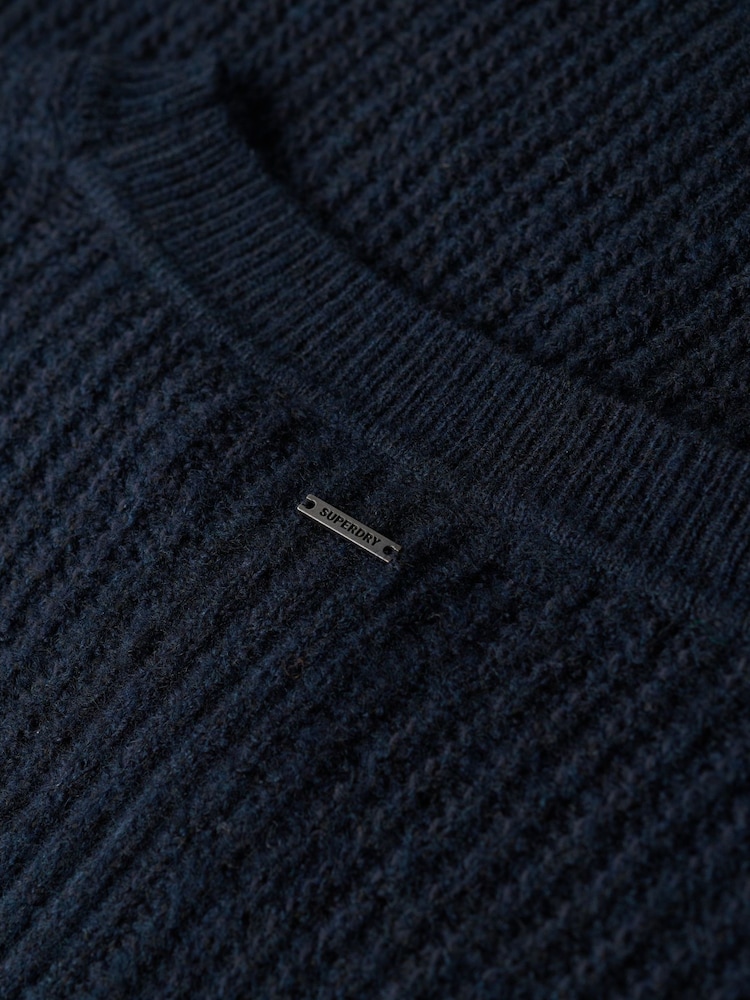 Superdry Dark Teal Twist Brushed Crew Neck Jumper - Image 4 of 4