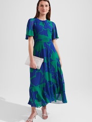 Hobbs Blue Freya Silk Dress - Image 1 of 4