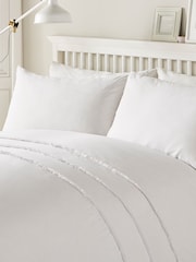 Serene White Tassel Duvet Cover And Pillowcase Set - Image 1 of 2