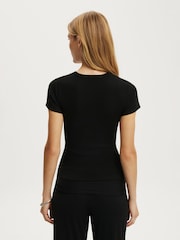 Cotton On Black Blake Short Sleeve Henley Top - Image 3 of 4